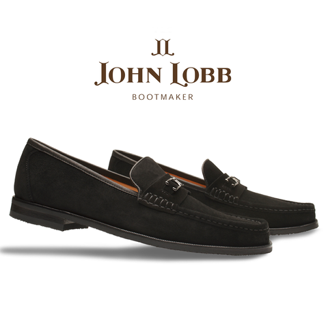 John Lobb Signature Suede Bit Loafers Black