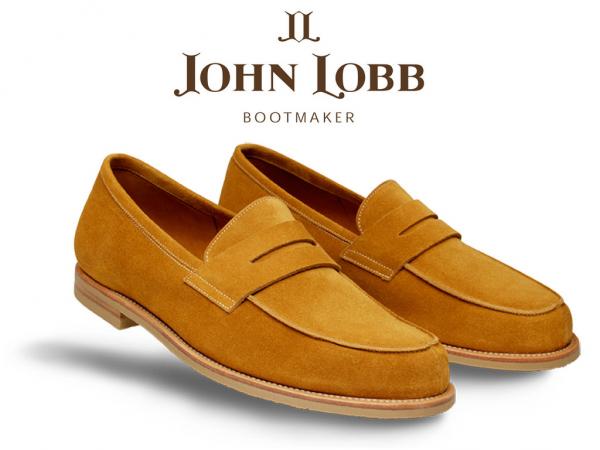 John Lobb Suede Penny Loafers Hyperion