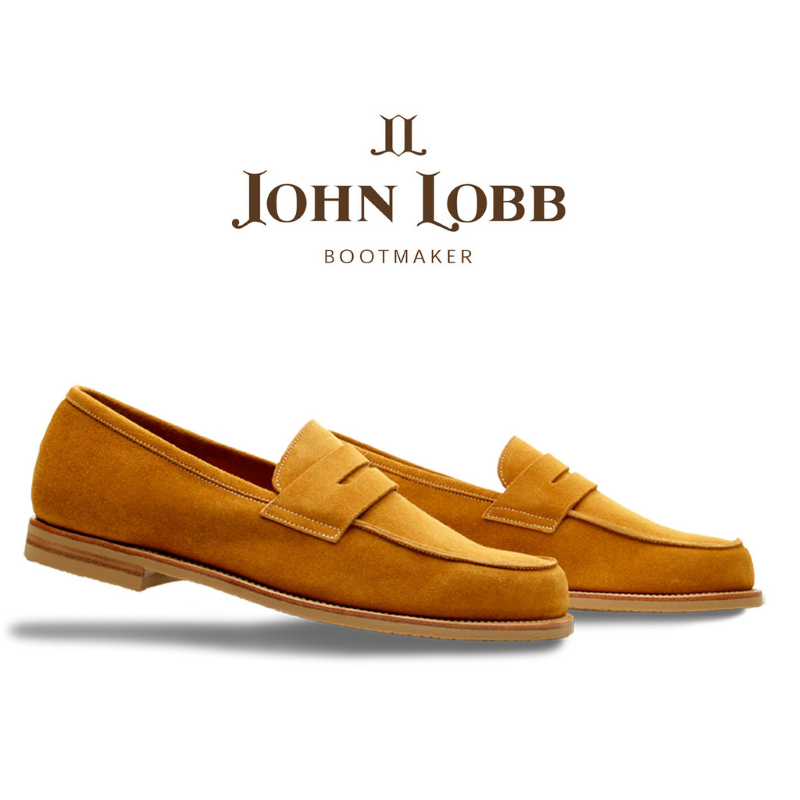 John Lobb Suede Penny Loafers Hyperion