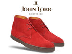 John Lobb Turf Suede Ankle Boots Red