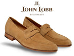 John Lobb Turvey Suede Penny Loafers Cashew