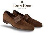 John Lobb Turvey Suede Penny Loafers Tobacco