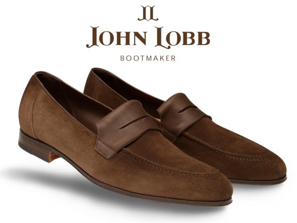 John Lobb Turvey Suede Penny Loafers Tobacco