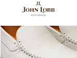 John Lobb Velveteen Nubuck Driving Loafers Chalk WIDE