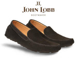John Lobb Velveteen Nubuck Driving Loafers Ebony