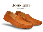 John Lobb Velveteen Nubuck Driving Loafers Sand
