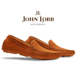 John Lobb Velveteen Nubuck Driving Loafers Sand