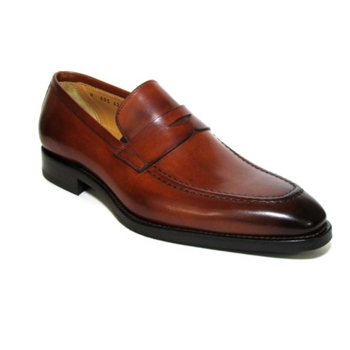 Jose Real Amberes Hand Antiqued Apron Toe Shoes Cognac