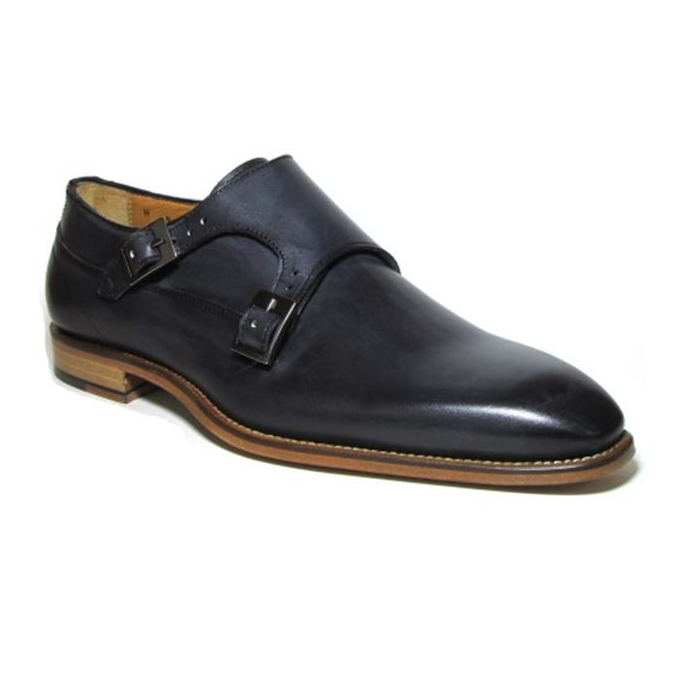 Jose Real Amberes Hand Antiqued Double Monk Strap Shoes Anthracite