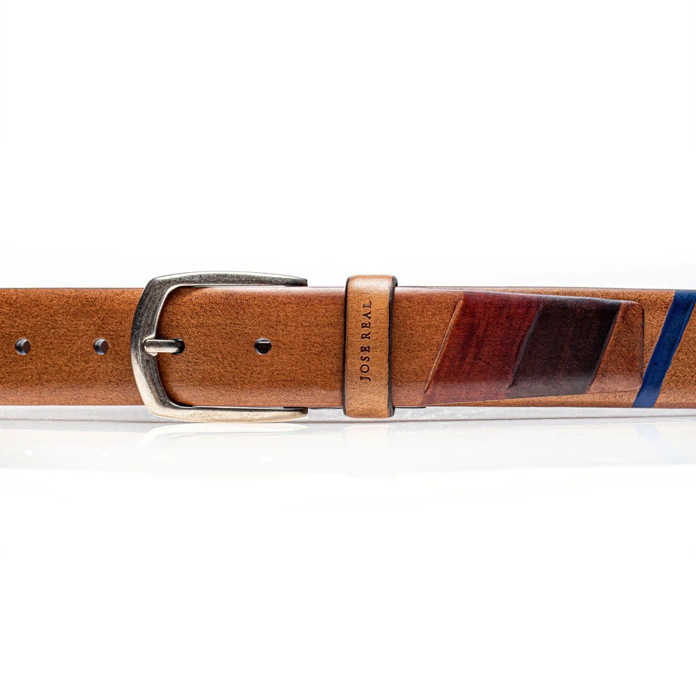 Jose Real Belt Brown Red Blue
