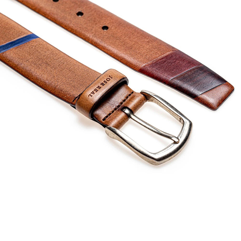 Jose Real Belt Brown Red Blue