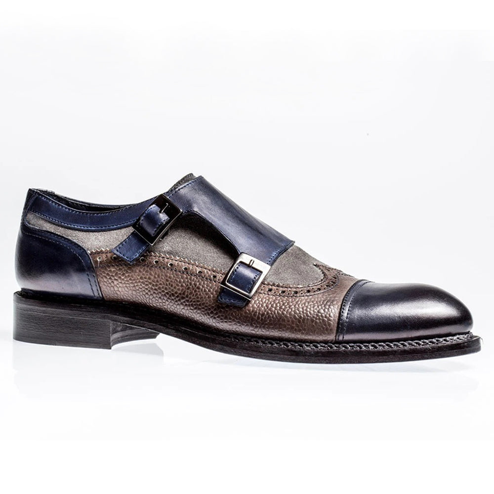 Jose Real Nordve Double Monk Shoes Grey / Blue