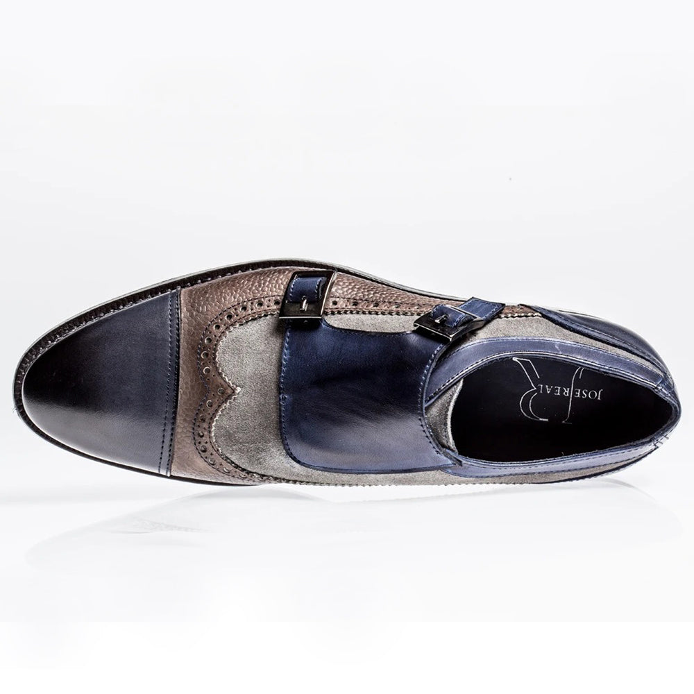 Jose Real Nordve Double Monk Shoes Grey / Blue