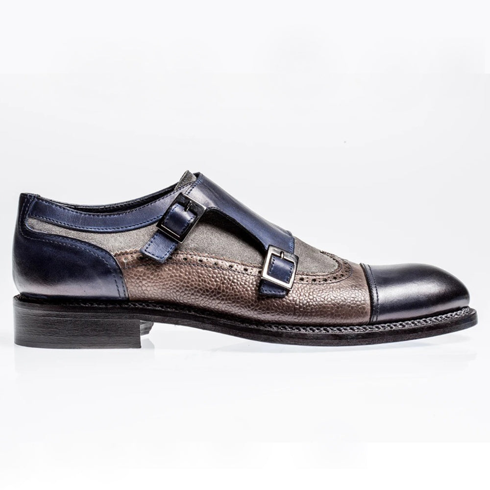 Jose Real Nordve Double Monk Shoes Grey / Blue