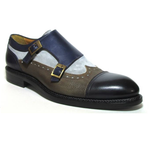 Jose Real Nordve Tri Tone Wingtip Monk Strap Shoes 