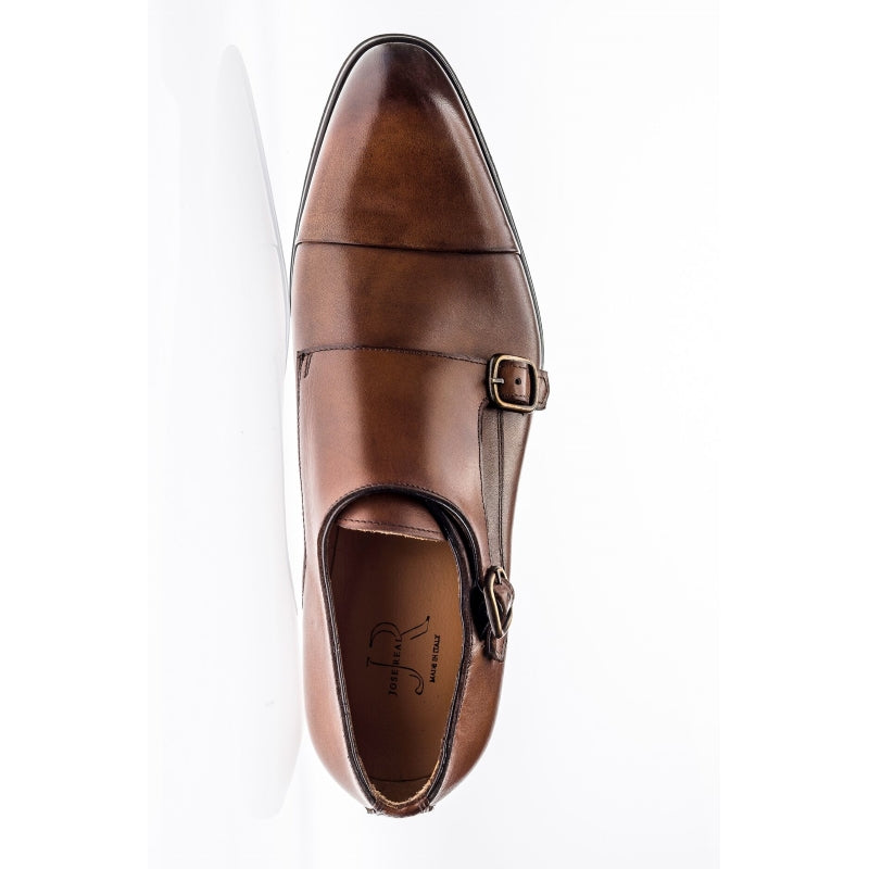 Jose Real T617 Monk Strap Shoes Cognac