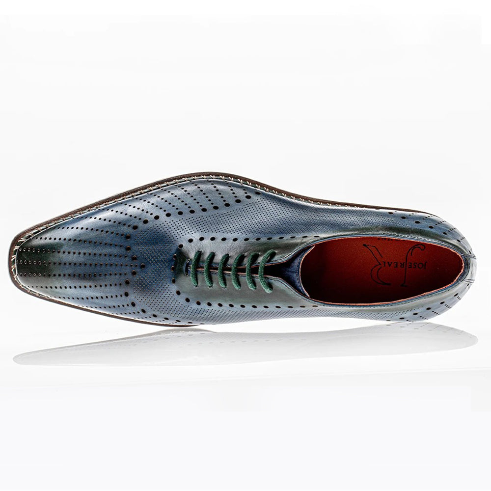 Jose Real Veloce Calfskin Oxford Slavato Blue Verdone