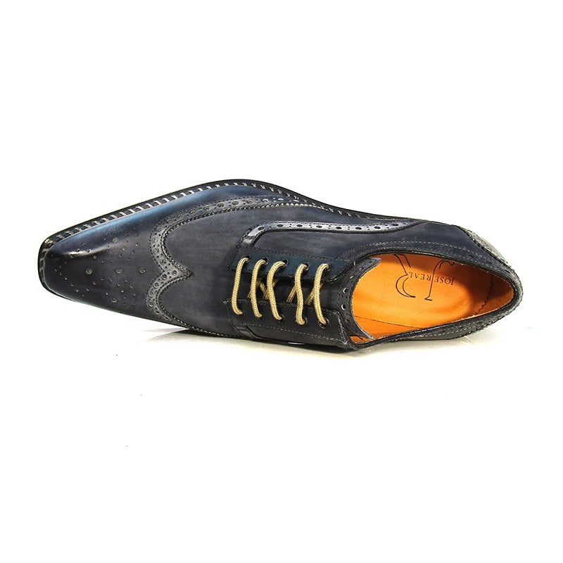 Jose Real Veloce Nubuck Wingtip Shoes Antracite Black