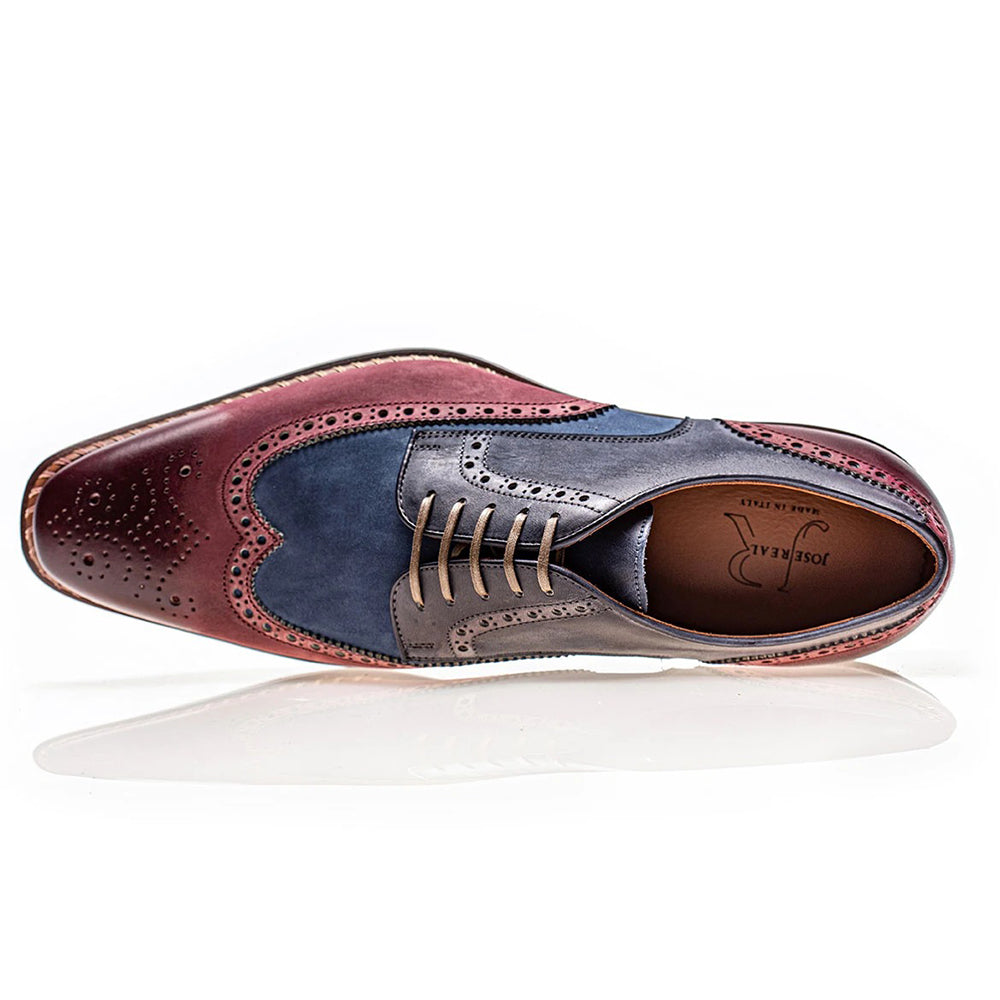 Jose Real Veloce Wingtip Derby Bordo Blue Antracite