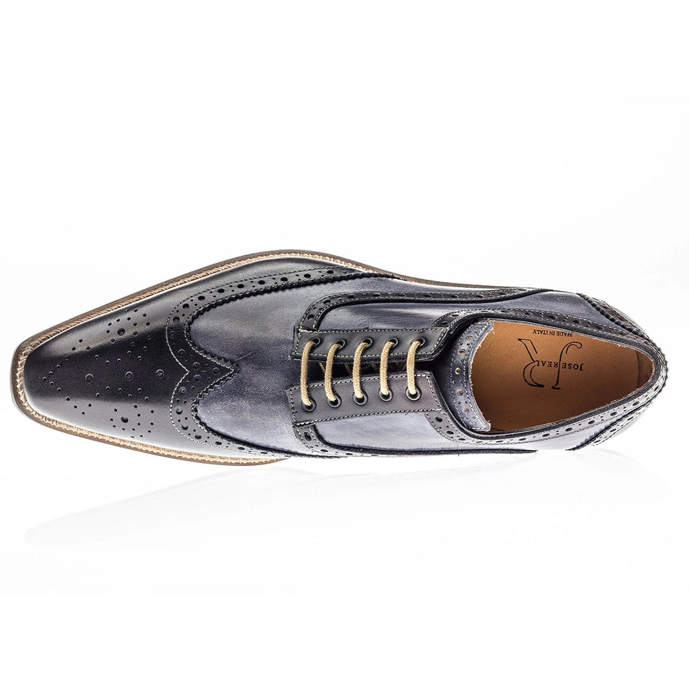 Jose Real Veloce Wingtip Shoes Black Antracite