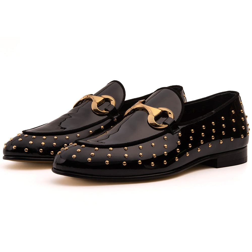 Vinci Leather The Jupiter Spike Leather Bit Loafer Limited Edition Black (D-7051 )