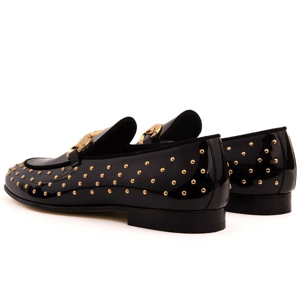 Vinci Leather The Jupiter Spike Leather Bit Loafer Limited Edition Black (D-7051 )