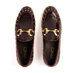 Vinci Leather The Jupiter Spike Leather Bit Loafer Limited Edition Burgundy (D-7051 )