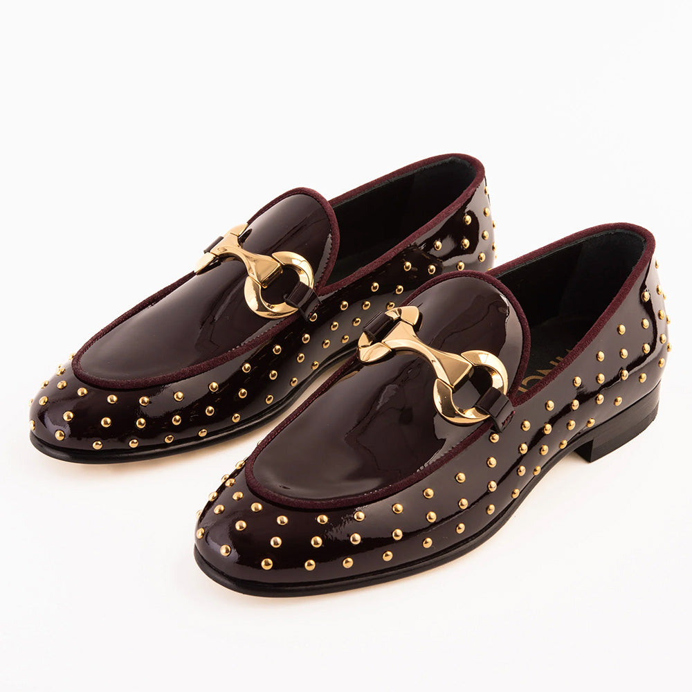 Vinci Leather The Jupiter Spike Leather Bit Loafer Limited Edition Burgundy (D-7051 )