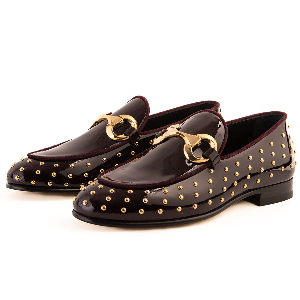Vinci Leather The Jupiter Spike Leather Bit Loafer Limited Edition Burgundy (D-7051 )