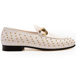 Vinci Leather The Jupiter Spike Leather Bit Loafer Limited Edition White (D-7051 )