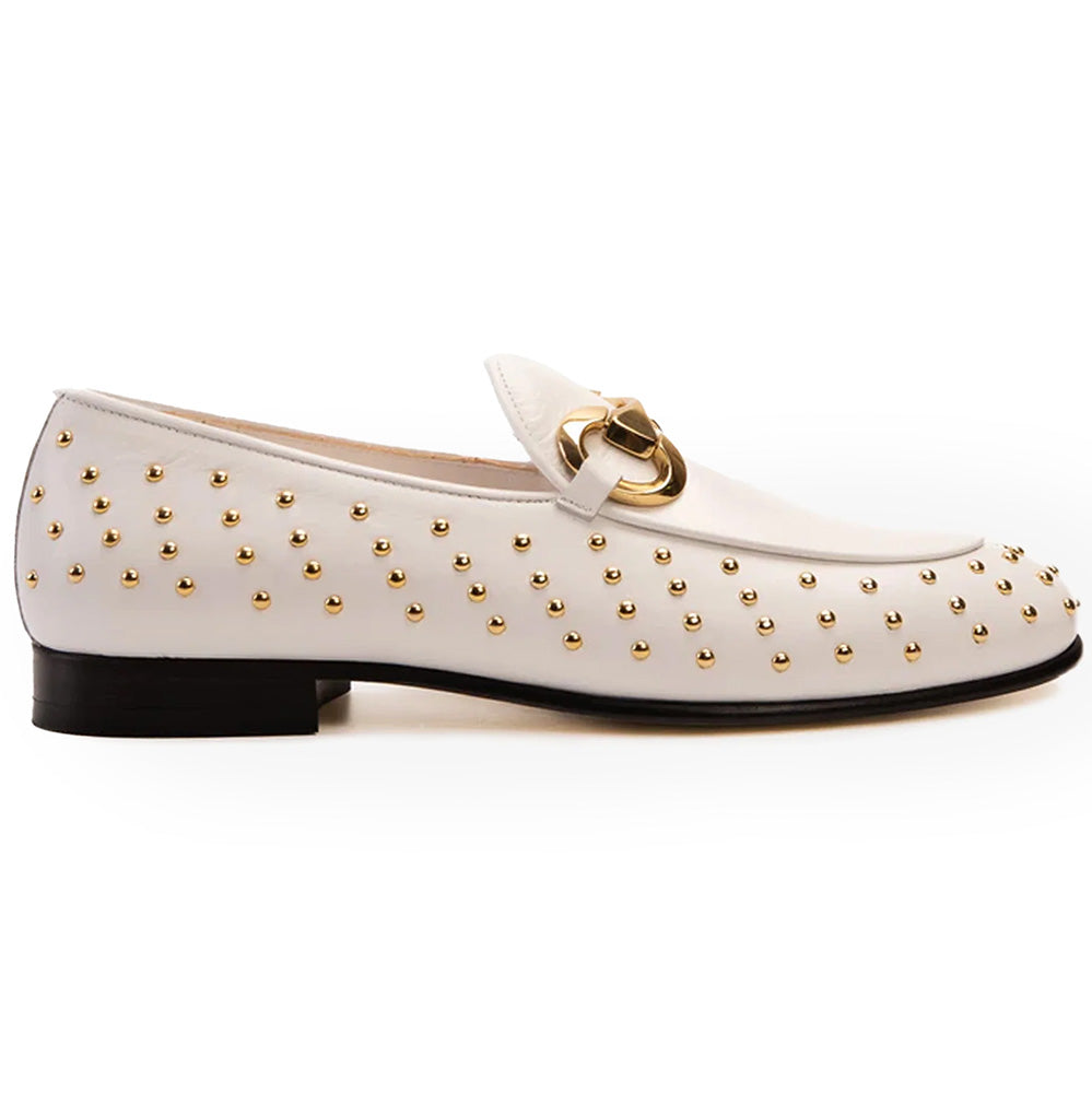Vinci Leather The Jupiter Spike Leather Bit Loafer Limited Edition White (D-7051 )