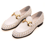 Vinci Leather The Jupiter Spike Leather Bit Loafer Limited Edition White (D-7051 )