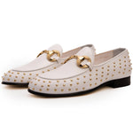 Vinci Leather The Jupiter Spike Leather Bit Loafer Limited Edition White (D-7051 )