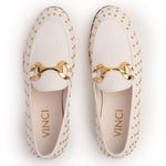 Vinci Leather The Jupiter Spike Leather Bit Loafer Limited Edition White (D-7051 )