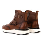 Vinci Leather The Stealth Wingtip Buckle Leather Mens Boot Tan