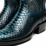 Marco Di Milano Kansas Python Round Toe Cowboy Boot Black / Blue