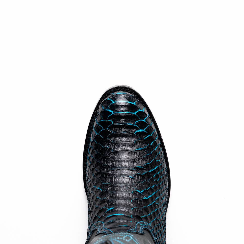 Marco Di Milano Kansas Python Round Toe Cowboy Boot Black / Blue
