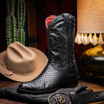 Marco Di Milano Kansas Python Round Toe Cowboy Boot Black