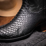 Marco Di Milano Kansas Python Round Toe Cowboy Boot Black