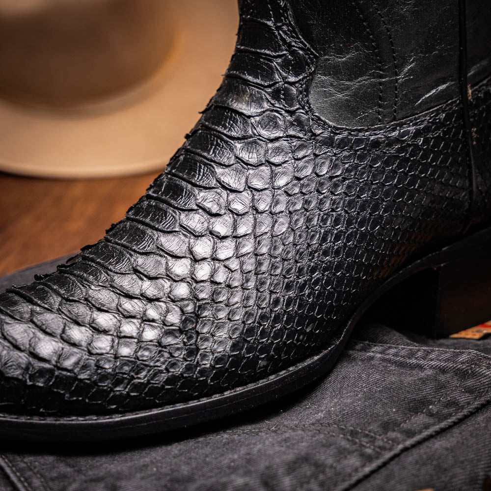Marco Di Milano Kansas Python Round Toe Cowboy Boot Black
