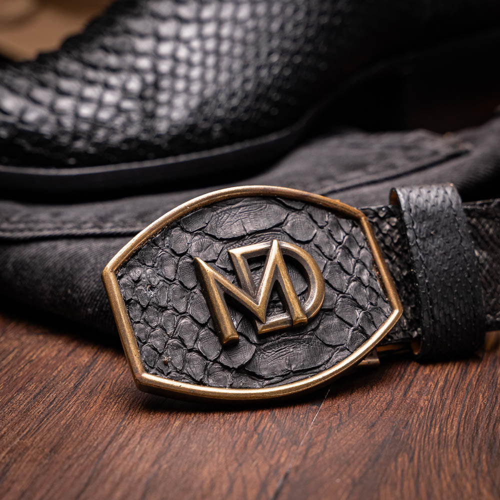 Marco Di Milano Kansas Python Round Toe Cowboy Boot Black