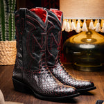 Marco Di Milano Kansas Python Round Toe Cowboy Boot Black Cherry