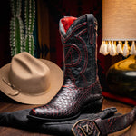 Marco Di Milano Kansas Python Round Toe Cowboy Boot Black Cherry