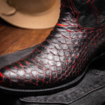 Marco Di Milano Kansas Python Round Toe Cowboy Boot Black Cherry