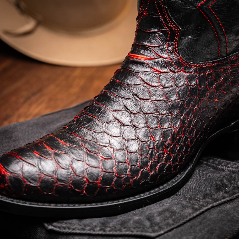 Marco Di Milano Kansas Python Round Toe Cowboy Boot Black Cherry