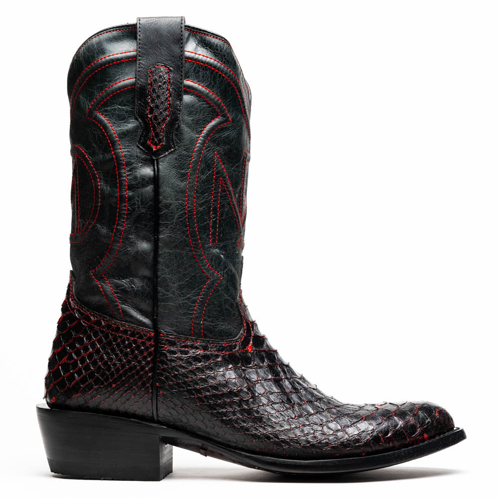 Marco Di Milano Kansas Python Round Toe Cowboy Boot Black Cherry