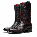 Marco Di Milano Kansas Python Round Toe Cowboy Boot Black Cherry