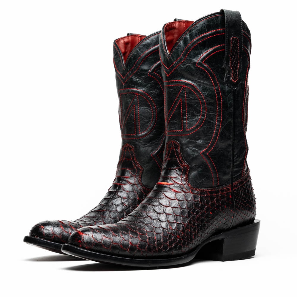 Marco Di Milano Kansas Python Round Toe Cowboy Boot Black Cherry