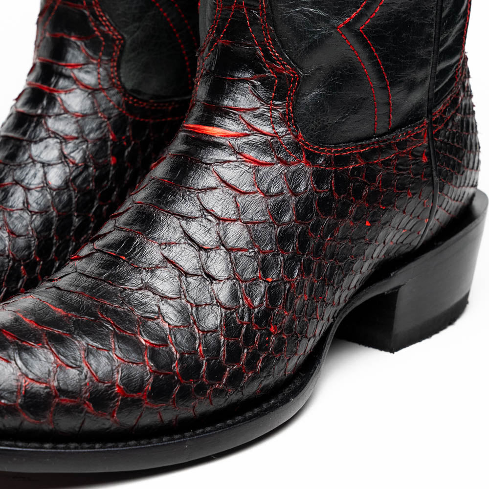 Marco Di Milano Kansas Python Round Toe Cowboy Boot Black Cherry