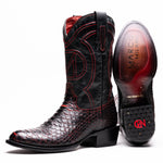 Marco Di Milano Kansas Python Round Toe Cowboy Boot Black Cherry